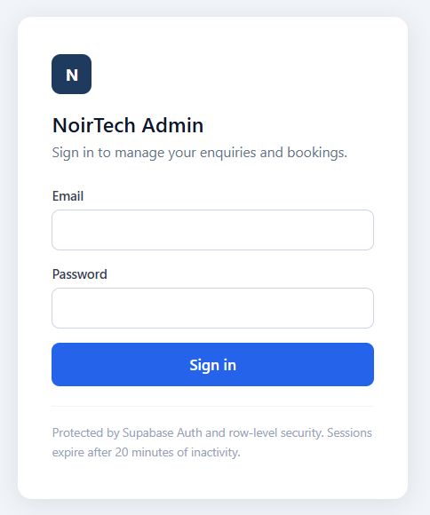 Admin dashboard — availability settings